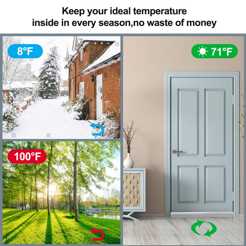 GDHOMM Door Draft Stopper, Door Sweep, Weather Stripping Door Seal Strip Household Products, Door air Blocker, Light Blocker, Noise Blocker, Energy Saving, 30"" to 36"" Size Adjustable (White) - Image 4